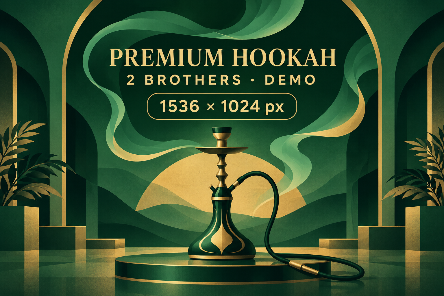 Illustrated demo artwork: hookah. Replace with your own photograph.
