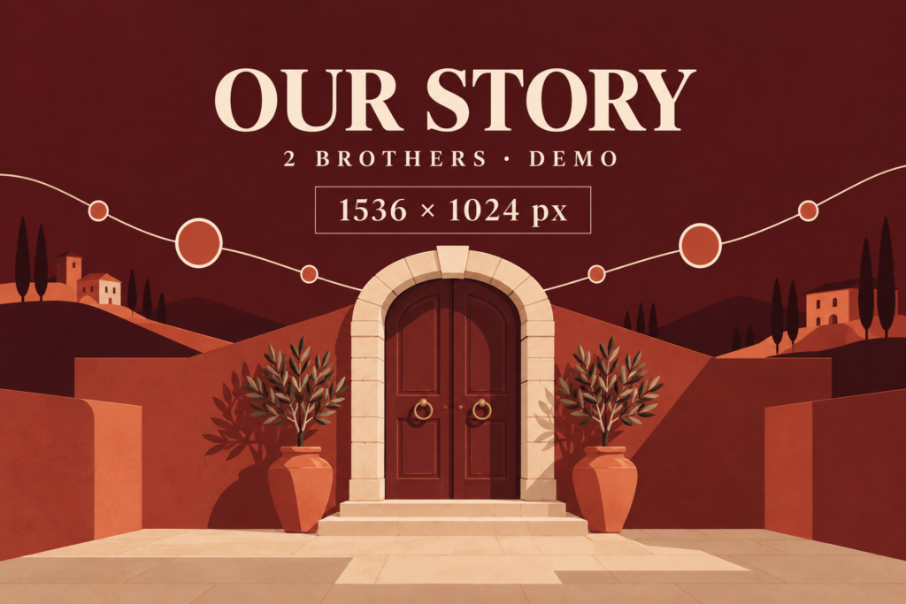 Illustrated demo artwork: story. Replace with your own photograph.