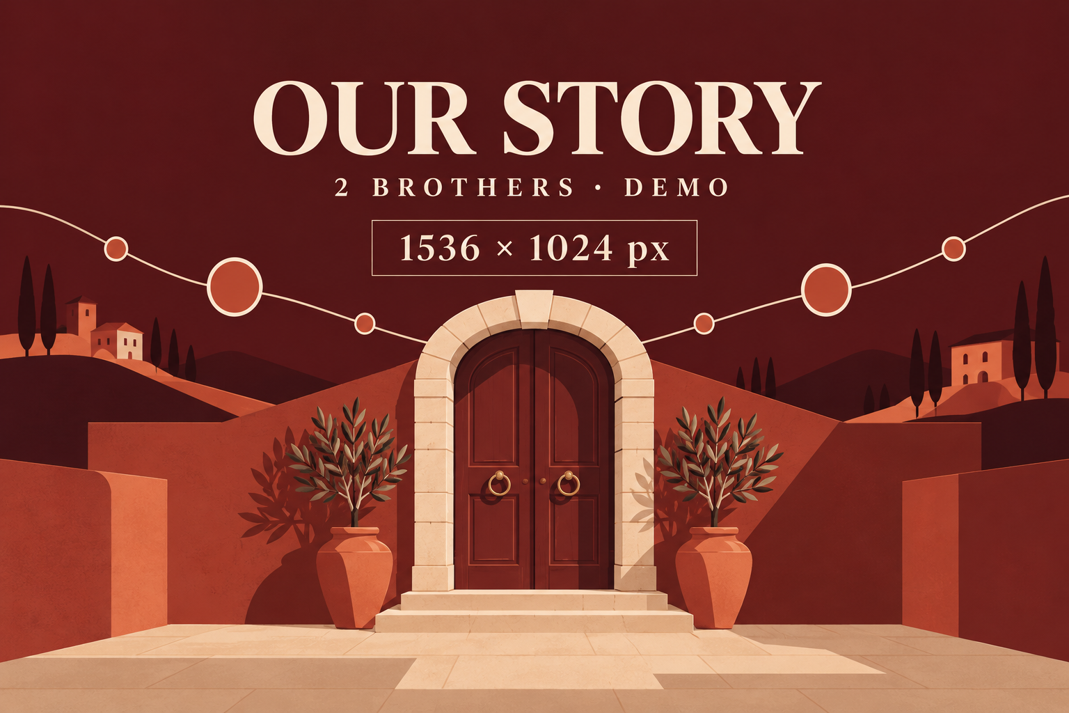 Illustrated demo artwork: story. Replace with your own photograph.